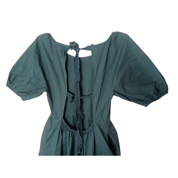 Peter Som Puff Sleeve Ruffle Trim Open Back Mini Dress in Green Size 6 - Picture 11 of 16